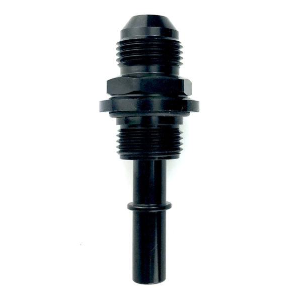 15881 - Bulkhead Fitting, AN-8 Male to 3/8 SAE QD male, O Ring Seal, Black