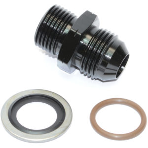 Adaptor, AN-8 Male to M18 x 1.5mm, Including Stainless Dowty Washer and Viton O Ring, Black 15815 (1)