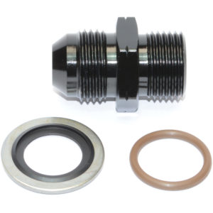 Adaptor, AN-8 Male to M18 x 1.5mm, Including Stainless Dowty Washer and Viton O Ring, Black 15815 (1)