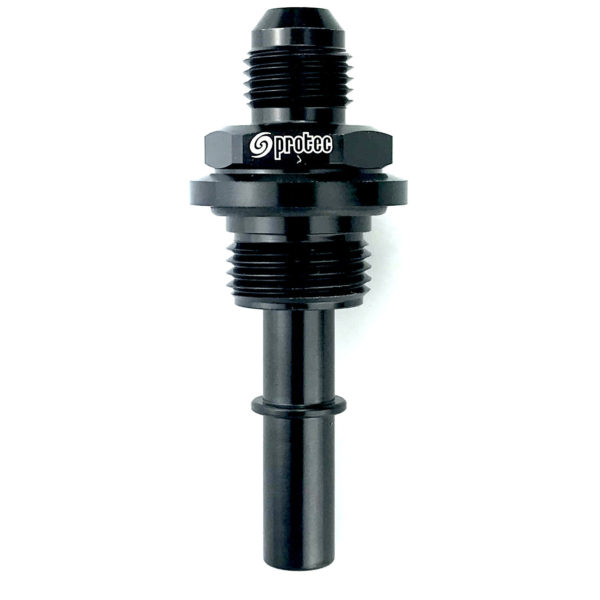 15884 - Bulkhead Fitting, AN-6 Male to 3/8 SAE QD male, AN8 Nut, O Ring Seal, Black