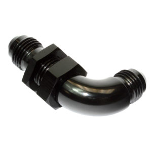 Bulkhead Fitting, AN-6 Male to AN-6 Male, 90° Swept, Black - 15872