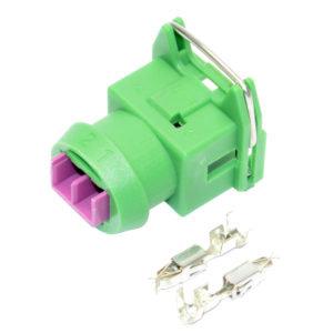 Connector, Junior Timer 2 Pin Connector, Including Terminals, Green (KV Type) 16404